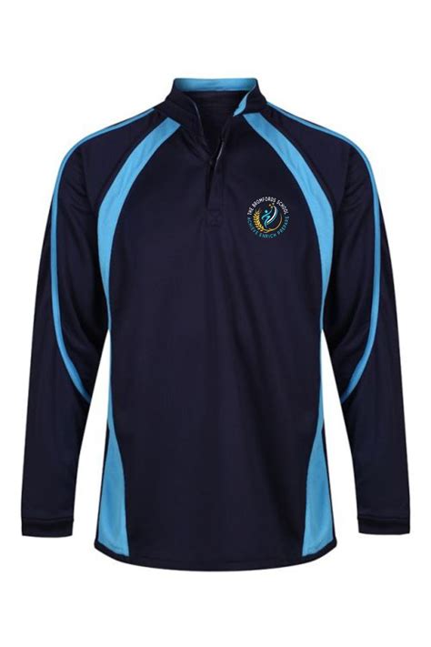 The Bromfords School | Official (new) Navy / Cyclone Blue Sports Rugby Top with School Logo ...