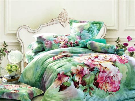 Green Floral Bedding Comforter Set Sets Queen King Size Duvet Cover Bedspread Sheets Bed In A ...