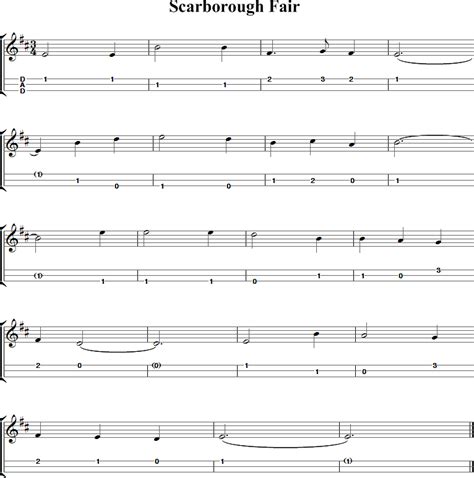 Scarborough Fair Dulcimer Tab and Sheet Music