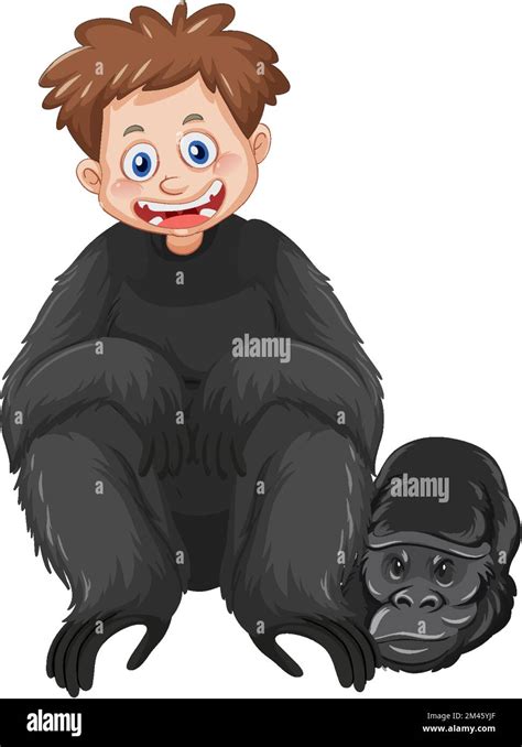 Boy wearing gorilla costume illustration Stock Vector Image & Art - Alamy