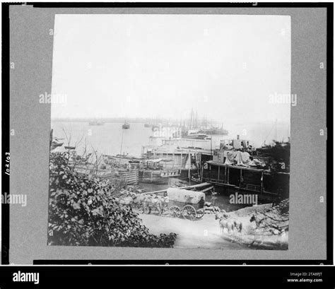 View of City Point, Virginia, showing barges, transports, etc Stock Photo - Alamy