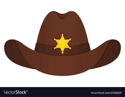 Brown sheriff hat icon isolated object front Vector Image