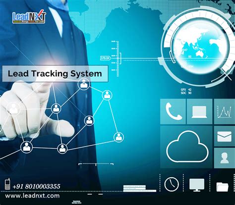 a man in a business suit is touching the word lead tracking system