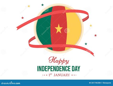 Happy Cameroon Independence Day on January 1st with Cameroonian Flag and Memorial Holiday in ...