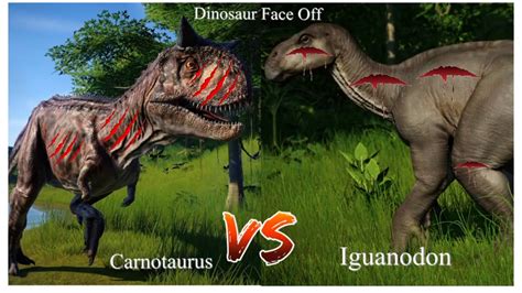 Dinosaur Face Off Carnotaurus vs Iguanodon - YouTube