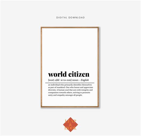 World Citizen Definition Print, Gift for Traveller, Printable Wall Art, Travel Poster, Travel ...