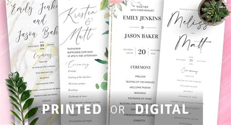 Wedding Program Templates - Download or Order prints