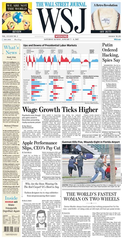 Take an early look at the front page of the wall street journal's ...