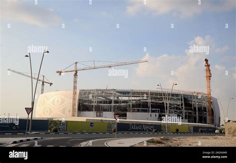 Construction work continues on the Al Thumama Stadium, Doha, Qatar ...