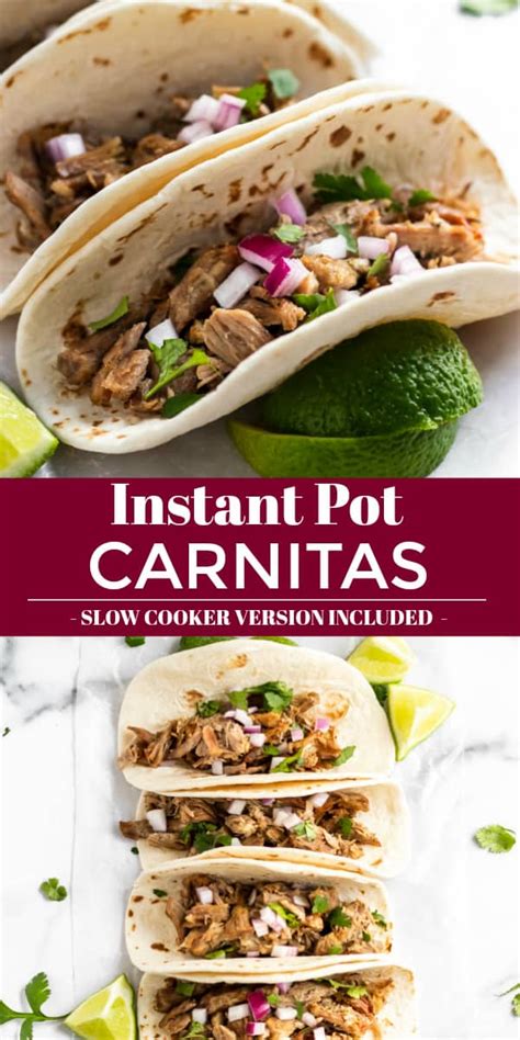 Quick Crispy Instant Pot Carnitas (Slow Cooker Option) | Lemons + Zest