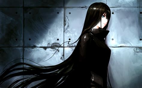 black, monochrome, dark, anime, original characters, darkness, image ...