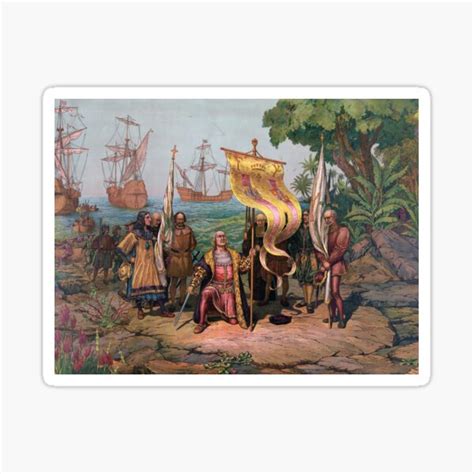 "Columbus Landing in America Painting (1892)" Sticker for Sale by ...