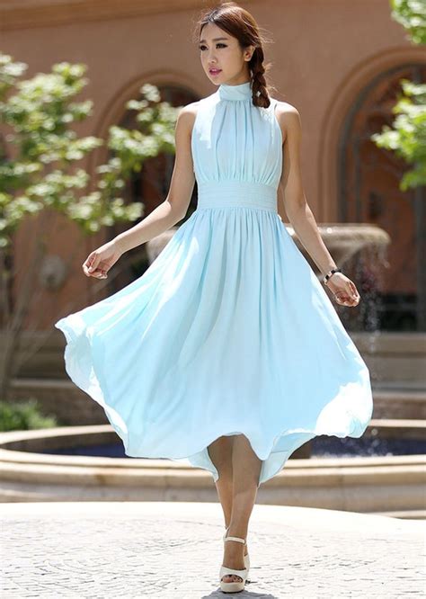 Items similar to Light blue chiffon maxi dress (1000) on Etsy