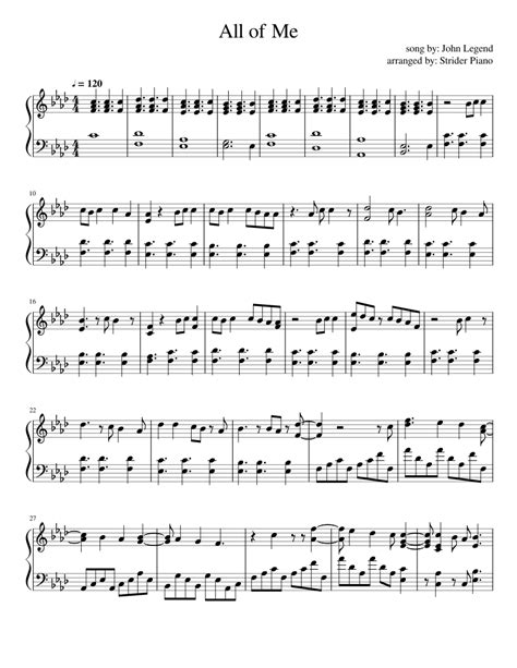 All of Me—John Legend piano cover Sheet music for Piano (Solo) | Musescore.com