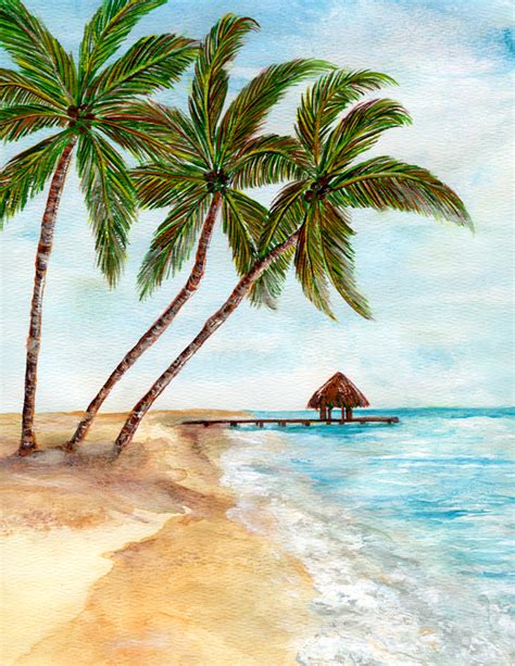 Palm Tree Beach Drawing at GetDrawings | Free download