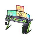 Gaming desk - Black & green - Rhythm game | Animal Crossing (ACNH) | Nookea