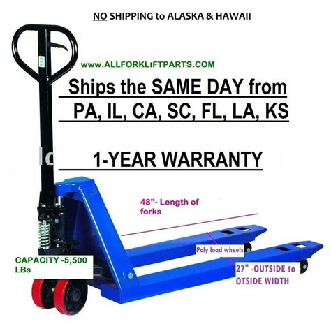 *NEW* PALLET JACK / HAND TRUCK 27" X 48" 5500 CAPACITY *1-YEAR WARRANTY ...