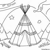 Teepee Under A Starry Sky Coloring Page  Pagescom sketch template