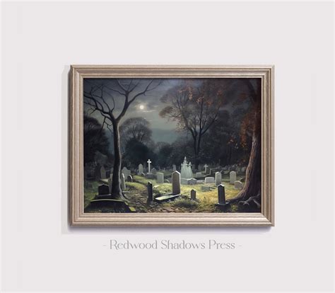 Graveyard at Night Wall Art Printable Gothic Art Print Witchy Home Decor Dark Academia Prints ...