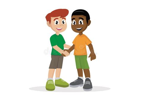 Cartoon Little Boys Shaking Hands Stock Vector - Illustration of mates, meet: 91636454