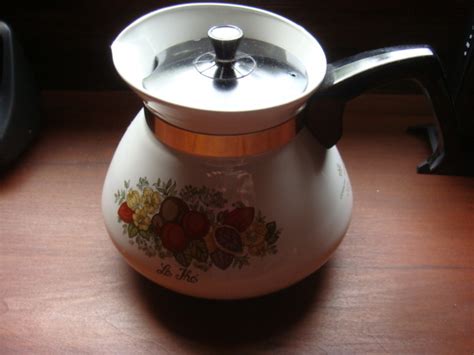 Vintage Corning Ware Spice of Life Teapot 6 Cup from loghomeantiques on Ruby Lane