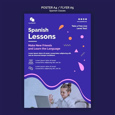 Free PSD | Spanish classes poster template