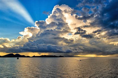 Caribbean storm, Bold blue clouds photo, Caribbean ocean print ...