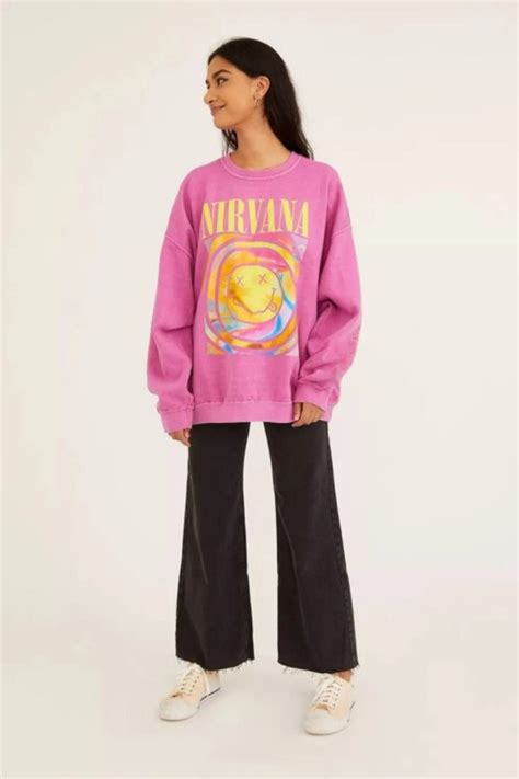 Oversized Pink Smiley Nirvana Sweatshirt Nirvana Smiley Face - Etsy