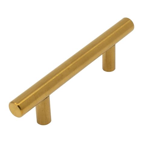 5" Gold T Bar Cabinet Pulls: 3" Hole Center | Modern Euro Style Brushed Brass Finish Kitchen ...