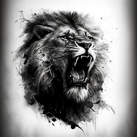 Lion Tattoo Design White Background PNG File Download High Resolution ...