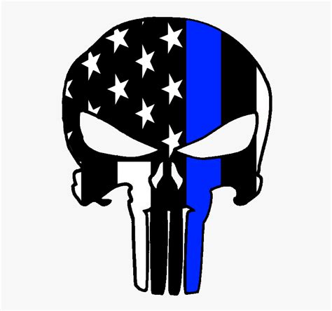 Thin Blue Line Punisher Sticker - Thin Blue Line Punisher Png ...