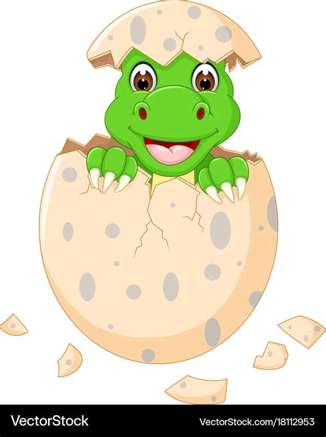 Funny baby dinosour egg hatch smile Royalty Free Vector