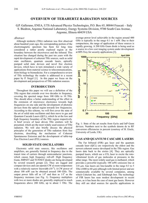 (PDF) Overview of terahertz radiation sources