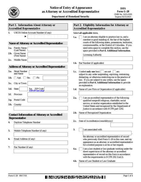 Free USCIS Form G-28 | Notice of Entry of Appearance - PDF – eForms