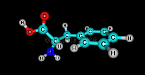 Phenylalanine Molecular Structure Isolated on Black Stock Illustration - Illustration of ...