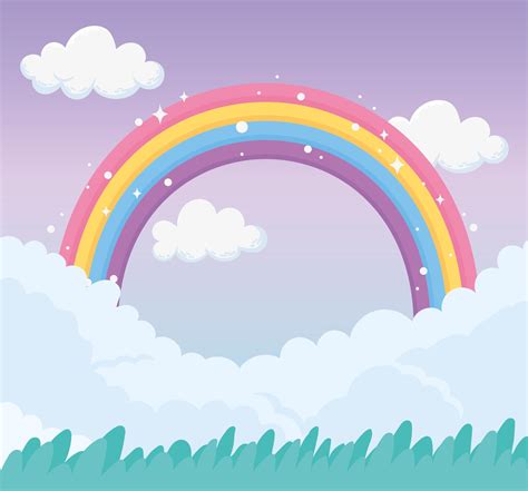 Cartoon sky with rainbow 2060468 Vector Art at Vecteezy