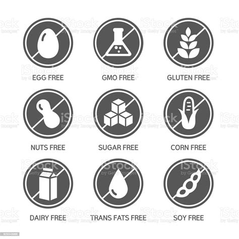 Allergens Icons Symbols Stock Illustration - Download Image Now - Allergy, Bean, Biology - iStock