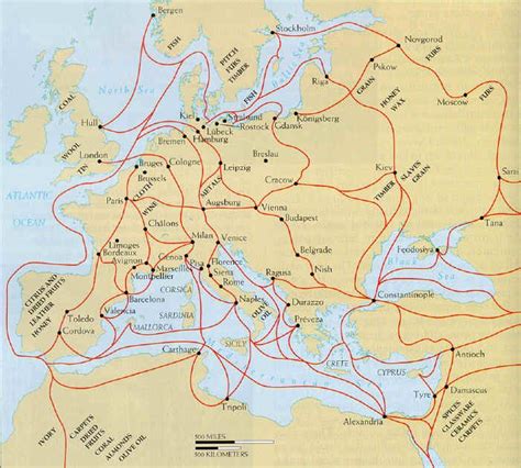 Medieval Trade routes (701×631) | Europe map, Scotland history ...