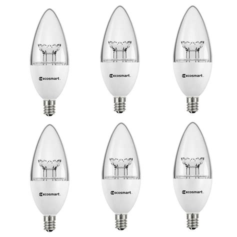 EcoSmart 60-Watt Equivalent B11 Dimmable Clear Blunt Tip LED Light Bulb ...