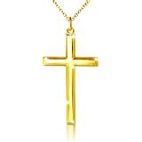 Amazon.com: Sterling Silver Polished Cross Pendant Necklace, 16": Jewelry