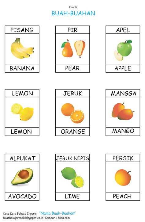 Kosa Kata : Nama Buah-buahan Dalam Bahasa inggris - Tembel Panci Blog