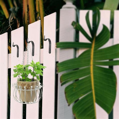 1-10x Garden Hanging Wall Basket Brackets Metal Outdoor Plant Pots Hanger Hooks | eBay