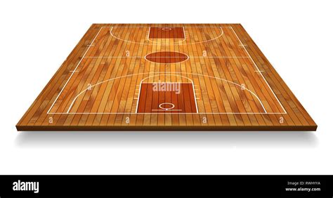 Perspective Basketball court floor with line on wood texture background ...