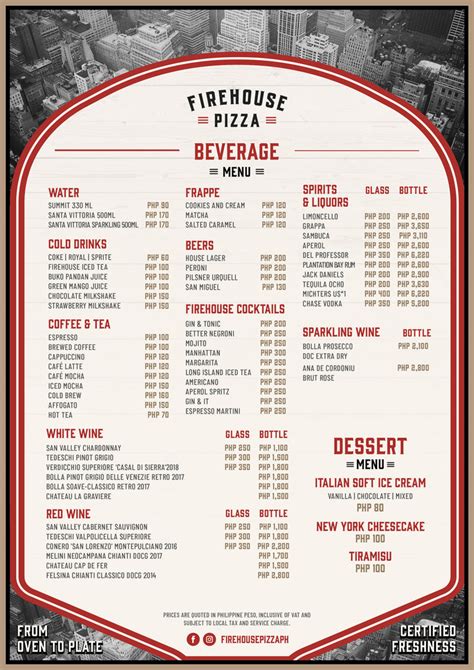 Firehouse Pizza Menu – Crimson Hotel Filinvest City, Manila