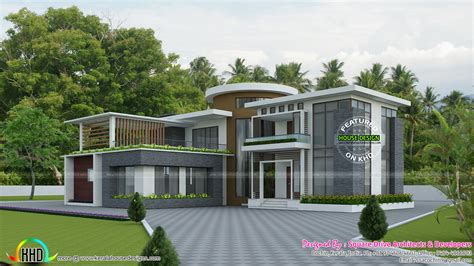 Modern round roof mix house plan - Kerala Home Design and Floor Plans - 9K+ Dream Houses