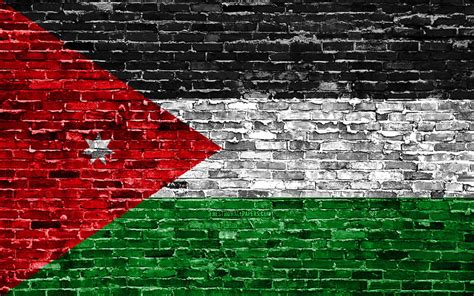 Jordan flag, bricks texture, Asia, national symbols, Flag of Jordan, brickwall, HD wallpaper ...