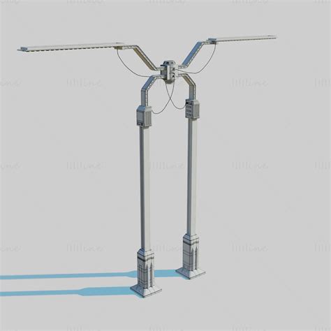 Cyberpunk Street Lamp Double 3D Model