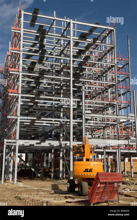 Steel frame of a new high-rise building part of the new university ...