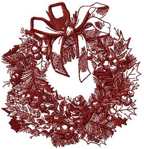 Christmas wreath embroidery design