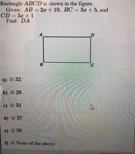 Solved Rectangle ABCD Is Shown In The Figure Given AB X Chegg 13725 ...